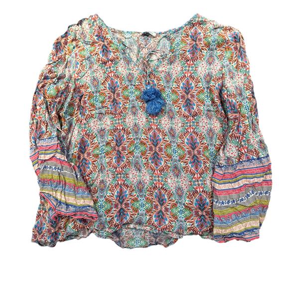 Sundance Colorful Peasant Blouse Medium 100% Modal - Picture 1 of 4